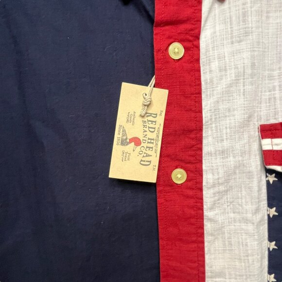 RedHead Men's American Flag Short Sleeve Shirt Size 2XL Red White Blue - Picture 3 of 8
